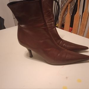 BRUNO MAGLI Women's Brown Calfskin Leather Pointed-Toe Boots Size 9B (198)